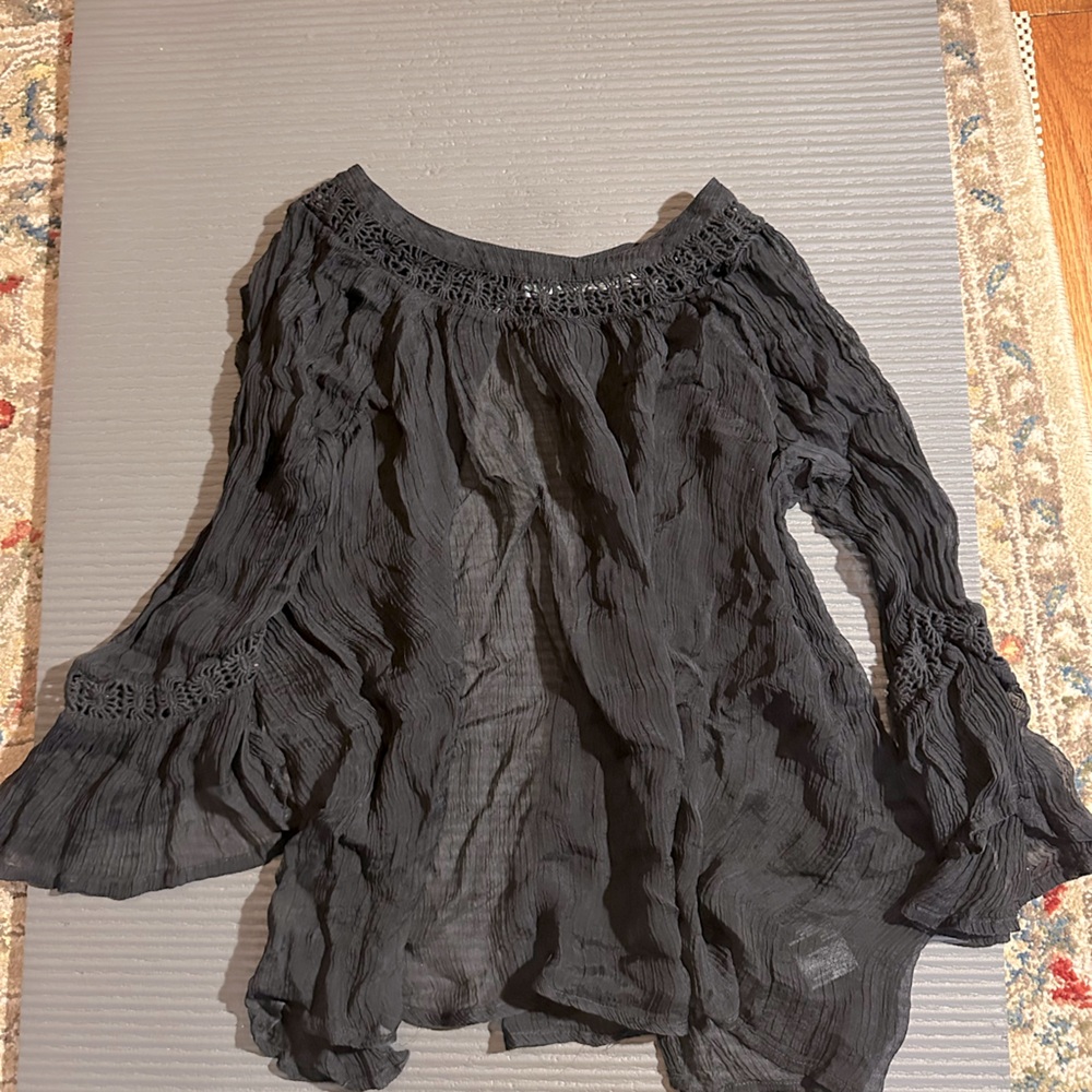 Black flowy see through open back